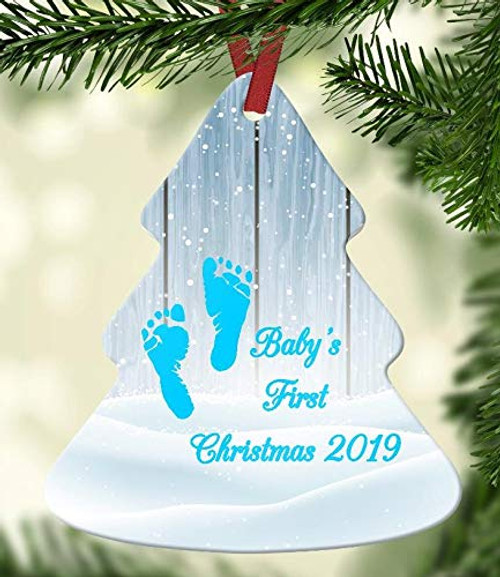 Baby s First Christmas Ornament - Christmas Tree Ornament Blue - Customize the Year