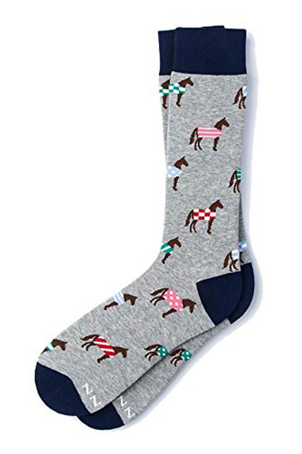 Men s Hipster Horse Blanket Derby Contemporary Crew Dress Socks  Gray Men s Hipster Horse Blanket Derby Contemporary Crew Dress Socks  Gray
