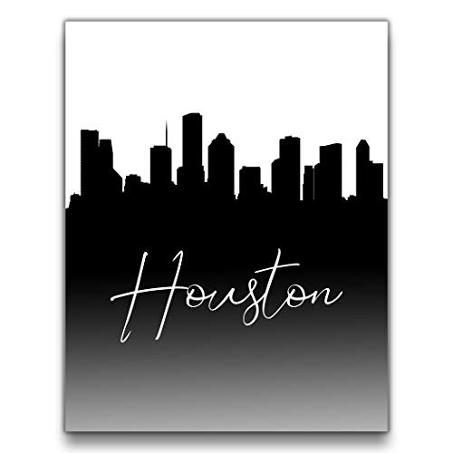 Houston Skyline Poster Print   11 inchx14 inch UNFRAMED Cityscape Artwork   Black and White Home Decor   United States Wall Art   Modern Texas Wall Art