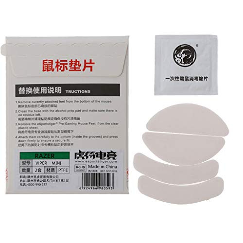 Sara-u 2 Sets pack Tiger Gaming Mouse Feet Mouse Skate For Razer Viper Mini Gaming Mouse White Mouse Glides Curve Edge