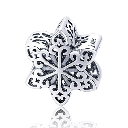 BAMOER Snowflakes Charm 925 Sterling Silver Christmas Beads Charms Fit for Women Bracelet Necklace BAMOER Snowflakes Charm 925 Sterling Silver Christmas Beads Charms Fit for Women Bracelet Necklace