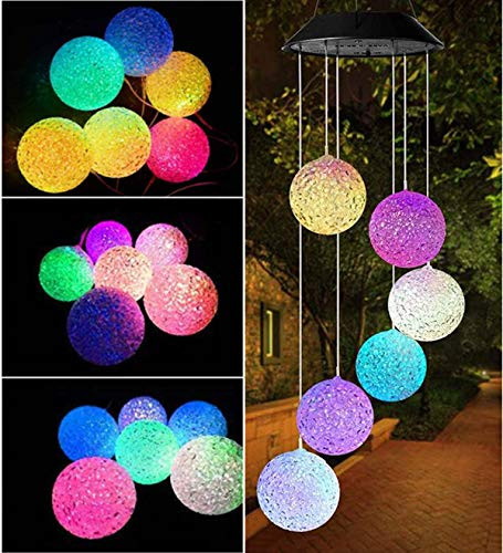 XingTong Crystal Ball Solar Wind Chimes Outdoor Waterproof LED Solar Powered Wind Chimes Lights Garden Hanging Lamp Color Changing Mobile Romantic Wind Chime Light for Home Patio Yard Garden Decor