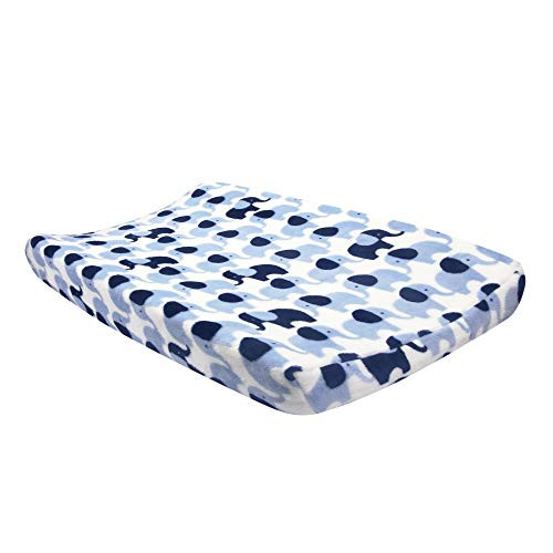 Lambs and Ivy Indigo Elephant Blue White Safari Changing Pad Cover Lambs and Ivy Indigo Elephant Blue White Safari Changing Pad Cover