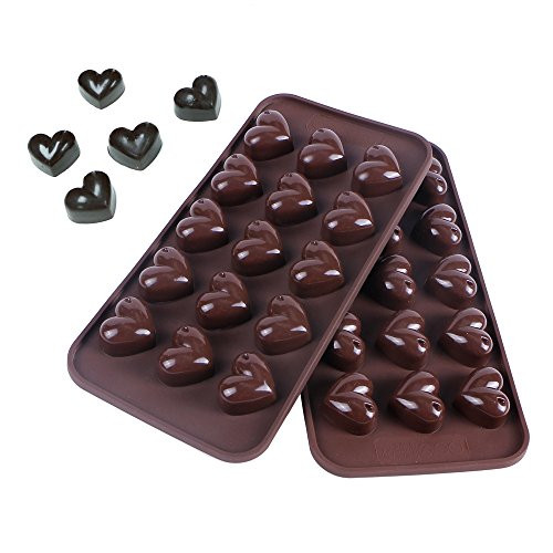 Webake 2 Pack Silicone Chocolate Molds, 15 Cavity Candy Mold Heart Shaped For Jell-O, Candy or Ice Cubes