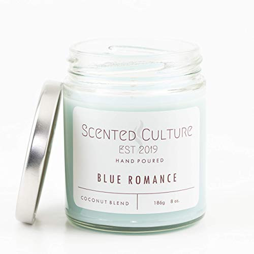 Blue Romance Scented Candle   Coconut Soy Wax   Aromatherapy Candle   Floral Scented Candle   Scented Culture Candle