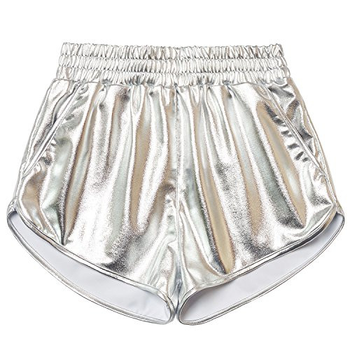 Girls Silver Metallic Shorts Sport Shorts Festival Outfits Shiny Hot Pants 6 7