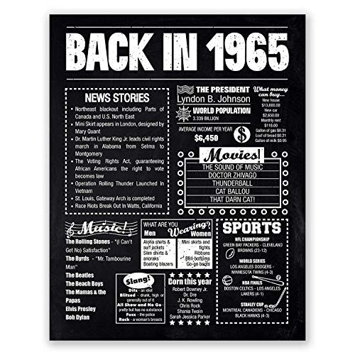 11x14 1965 Birthday Gift    Back in 1965 Black and White Poster    56th Birthday Gift    56th Party Decoration    56th Birthday Sign    Born in 1965 Print