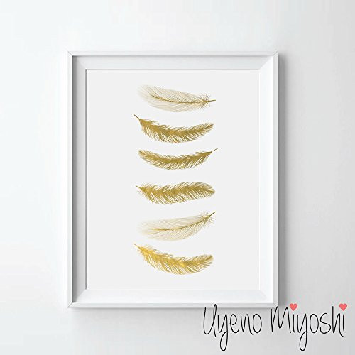 Feather II Gold Foil Art Print Feather Nursery Gold Print Bedroom Nursery Room Wall Art Decor Gold Print Feather Gold Print