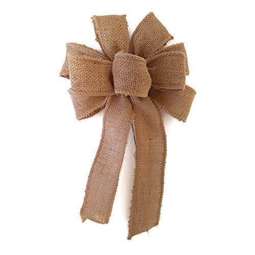 Small 5-6 inch Wired Natural Burlap Wreath Bow