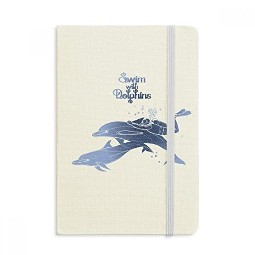 Swim With Dolphins Illustrate Notebook Fabric Hard Cover Classic Journal Diary A5