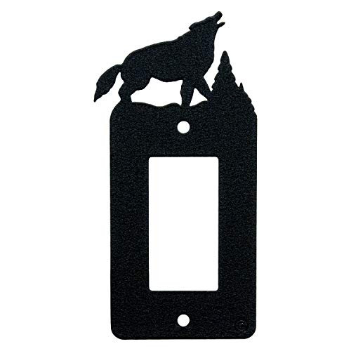 Howling Wolves Single Gang  Rocker  Light Switch  and  Single Duplex Wall Plate  Single Rocker  GFCI  Black