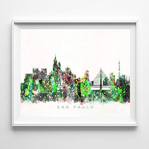 Sao Paulo Brazil Watercolor Skyline Poster Cityscape Wall Art Print Home Decor Watercolour Artwork - Unframed