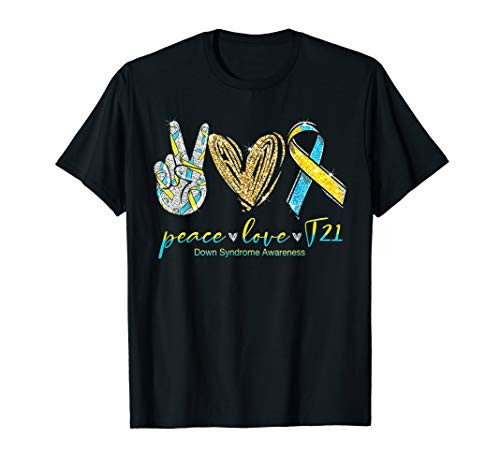 Peace Love Cure Down Syndrome Awareness T-Shirt