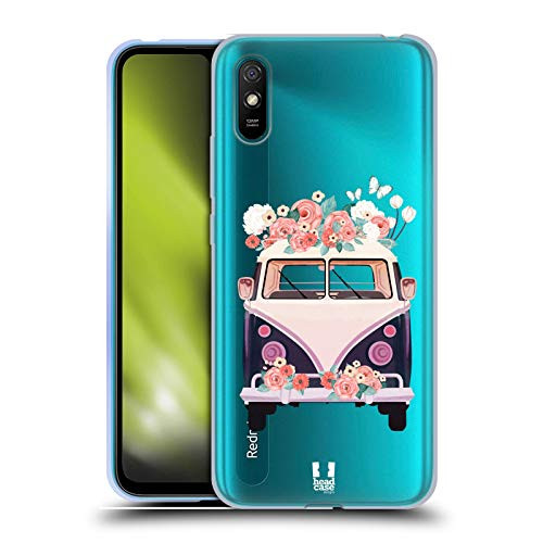Head Case Designs Van Wheels and Floral Soft Gel Case Compatible with Xiaomi Redmi 9A