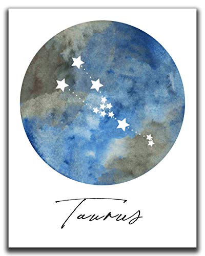 Taurus Zodiac Astrological Sign Constellation Moon Wall Art - 11x14 inch UNFRAMED Print - Star Sign Print Astrology Wall Decor - Taurus Gifts