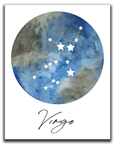 Virgo Zodiac Astrological Sign Constellation Moon Wall Art - 11x14 inch UNFRAMED Print - Star Sign Print Astrology Wall Decor - Virgo Gifts