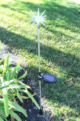 Set of 2 Starburst Solar Powered Garden Yard Stake Color Change Light For Yard Stake