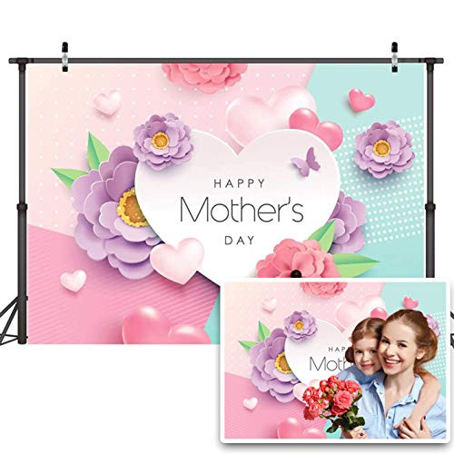 Dudaacvt 7x5ft Happy Mother s Day Backdrops Love Heart Photography Background Flower Backdrop Photography Studio Mother s Day Backdrops Photo Studio Props D162