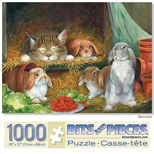 Bits and Pieces - 1000 Piece Jigsaw Puzzle for Adults - Bunnies - 1000 pc Rabbit Jigsaw by Artist Lynne Jones