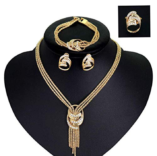 Finemall 18K Gold Plated Shinning Wide Necklace Crystal Jewelry Sets Necklace Earrings Bracelet Ring African Costume Necklace Set Party Fashion Women Dubai Gold Plated Jewelry Sets Finemall 18K Gold Plated Shinning Wide Necklace Crystal Jewelry Sets Necklace Earrings Bracelet Ring African Costume Necklace Set Party Fashion Women Dubai Gold Plated Jewelry Sets