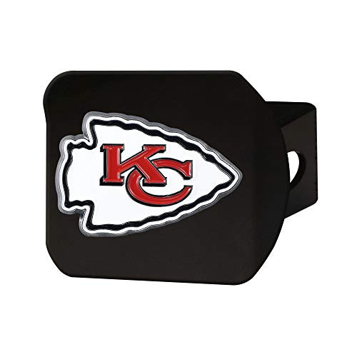 FANMATS 22574 NFL Kansas City Chiefs Metal Hitch Cover Black 2 inch Square Type III Hitch CoverRed