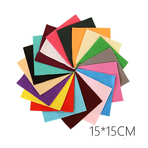Onepine 40pcs 5.9x5.9inch (15x15cm) Craft Felt Fabric Sheets Patchwork Sewing DIY Craft Squares Nonwoven 1mm Thick Assorted Colors (5.9x5.9 inch (15x15 cm))