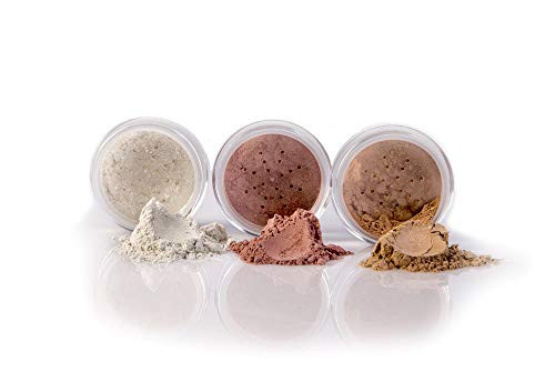3 pc Kit  FULL SIZE WARM  Mineral Makeup Set Bare Face Sheer Powder Matte Foundation Cover
