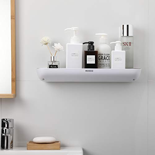 MOPMS Adhesive Shower Caddy Shower Shelf Bathroom Organizer No Drilling Wall Mounted Bathroom Shelf Aluminum for Bathroom Toilet Kitchen Laundry Grey Without bar