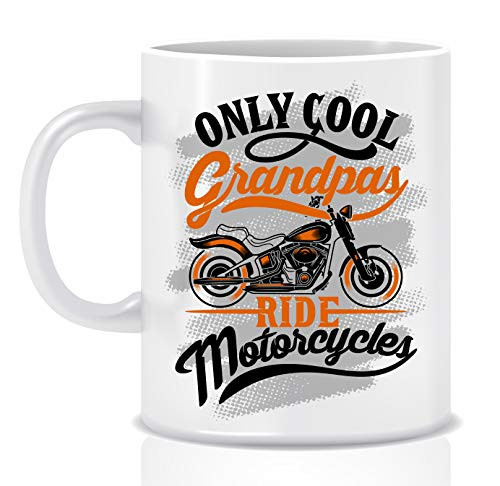 Cool Grandpa Coffee Mug Funny Motorcycle Ceramic Tea Cup 11oz Gift