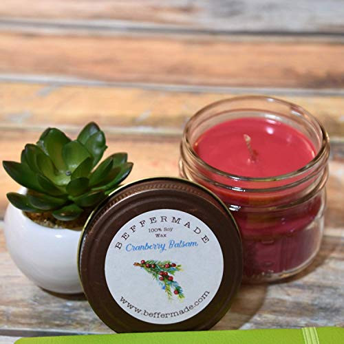 Cranberry Balsam Candle - 4 oz soy mason jar candle