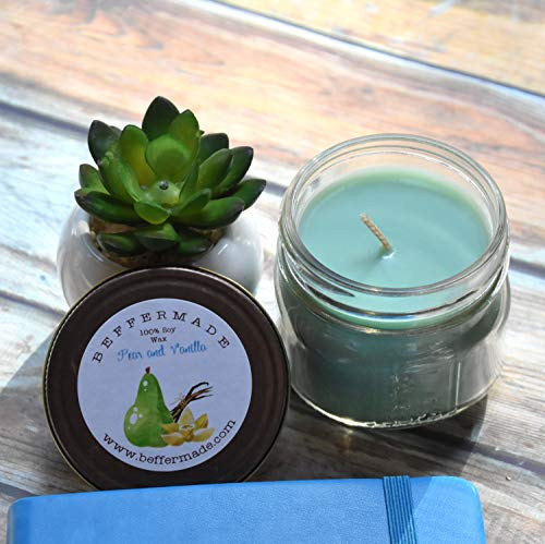 Pear and Vanilla Candle - 4 oz soy mason jar candle