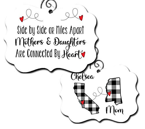 Mothers and Daughters Connected By Heart Ornament Long Distance Personalized Custom City and State