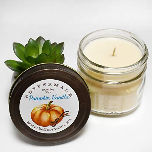 Pumpkin Vanilla Candle Scented Soy Jar Candle 4 oz