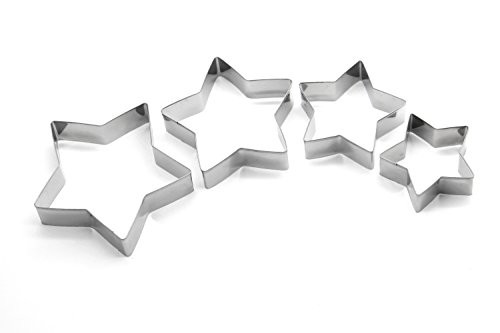 ShengHai Star Cookie Cutter Set, 4-Piece Stainless Steel Stars Cutters