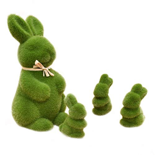 NUOBESTY 4pcs Easter Moss Bunny Rabbit Figurine Furry Flocked Rabbit Statue Artificial Turf Grass Bunny Figure Easter Garden Yard Decorations NUOBESTY 4pcs Easter Moss Bunny Rabbit Figurine Furry Flocked Rabbit Statue Artificial Turf Grass Bunny Figure Easter Garden Yard Decorations