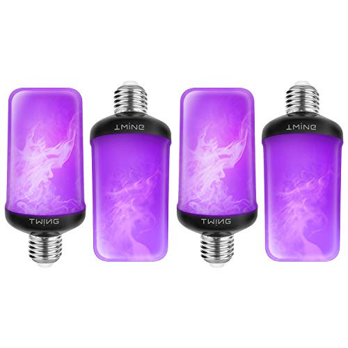 LED Flame Bulb Purple Fire Bulbs 6W 4 Modes E26 E27 Base Fire Light Bulbs with Gravity Sensor for Halloween Christmas Indoor Outdoor Decorations  4 Pack