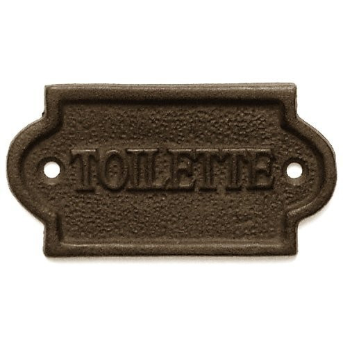 Abbott Collection -  French Bathroom Door Toilette Sign Plaque- Brown Cast Iron