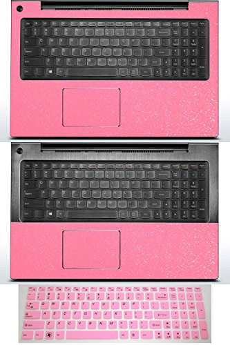 3in1 Full  plus Half Wrist Palmrest Touchpad Sticker Skin  plus Keyboard Cover Protector for 15.6 inch Lenovo Ideapad U530 Touch  Shimmery Pink palmrest Sticker plusHalf palmrest Sticker plussemi-Pink Keyboard Skin