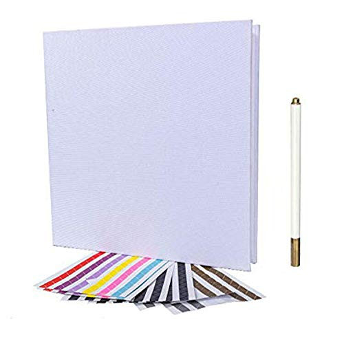 Self Adhesive Photo Album Linen Cover Scrapbook Album 40 Pages DIY Photo Album with A Metallic Pen  and  Six Corner Stickers  11x10.6inches?  White
