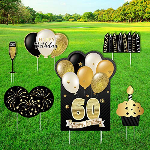 PLULON 60th Happy Birthday Yard Lawn Sign with Stake 6Pcs Black Gold Lawn Signs 60th Birthday Yard Lawn Sign Outdoor Happy Birthday Decorations PLULON 60th Happy Birthday Yard Lawn Sign with Stake 6Pcs Black Gold Lawn Signs 60th Birthday Yard Lawn Sign Outdoor Happy Birthday Decorations