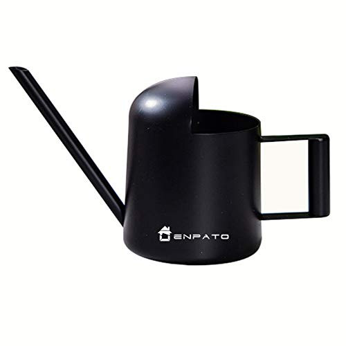Enpato 11oz 300ml Bonsai Watering CanMini Stainless Steel Indoor Sprinkling Pot for Small Indoor Houseplants Office Desk Plants Long Spout Watering Pot Black   Black 3.8