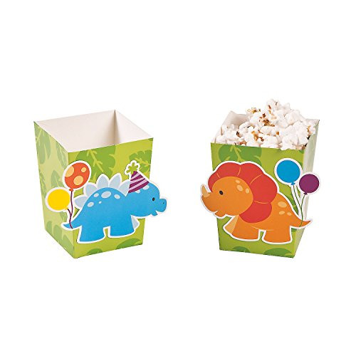 Little Dinosaur Popcorn Boxes. (24 pcs) Size: 4" x 3" x 3"