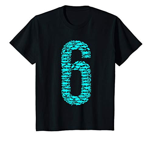 Kids Shark 6th Birthday T-Shirt For 6 Year Old Girls and Boys