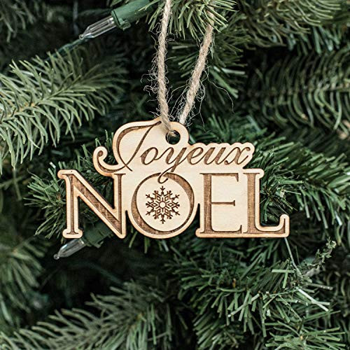 Ornament - Joyeux Noel - Raw Wood 4x2in