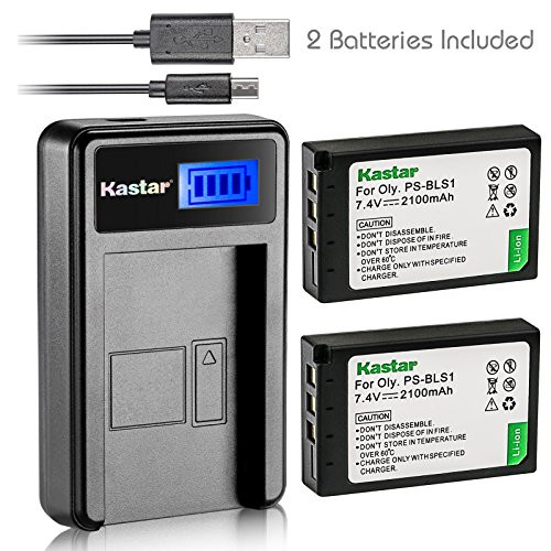 Kastar Battery (X2) & LCD Slim USB Charger for Olympus BLS-1, PS-BLS1 and Olympus E-400, E-410, E-420, E-450, E-600, E-620, E-P1, E-P2, E-P3, E-PL1, E-PL3, E-PM1 Camera