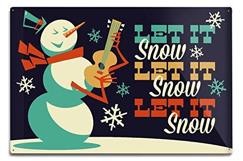 Lantern Press Let it Snow Snowman - Retro Christmas 77399  6x9 Aluminum Wall Sign Wall Decor Ready to Hang