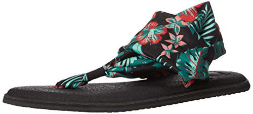 Sanuk Women s Yoga Sling 2 Floral Sandal Black 7 M US