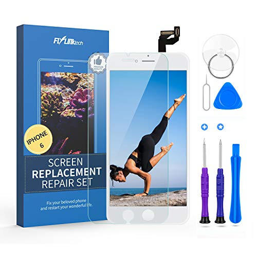 for iPhone 6 Screen Replacement Flylinktech for iPhone 6 LCD Display Digitizer Touch Screen for iPhone 6 Screen Assembly with Full Repair Tools?4.7 Inch White?