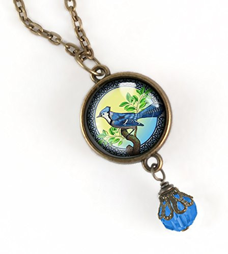 Blue Jay pendant necklace