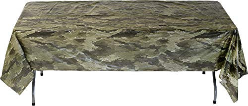 Military Army Camo Table Cover  54 inch x 108 inch Heavyweight Plastic  American Heroes Party Collection by Havercamp